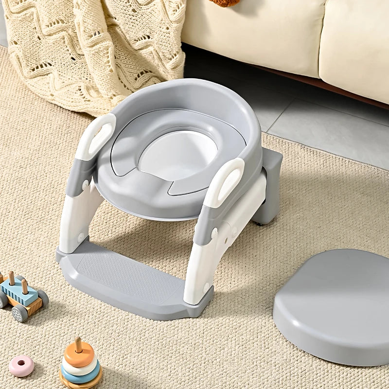 3-in-1 Potty Training Toilet PP+TPE Toddler Toilet Seat for Boys Girls Anti-Slip Step Stool Potty Chair Plastic
