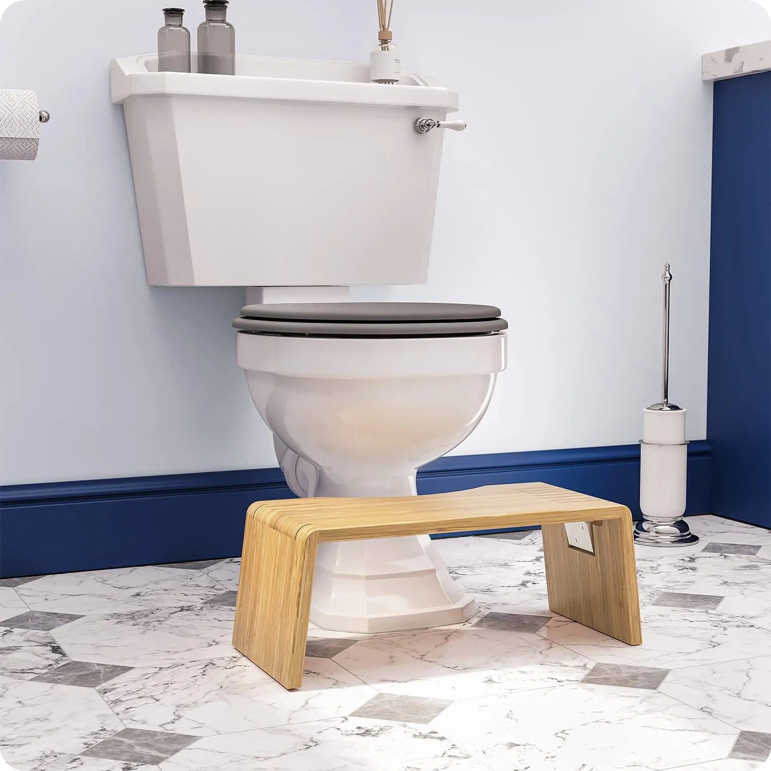 Bamboo Squatting Toilet Stool Foldable Potty Step Stools for Adult Poop Stool Adult for Bathroom with Non-Slip