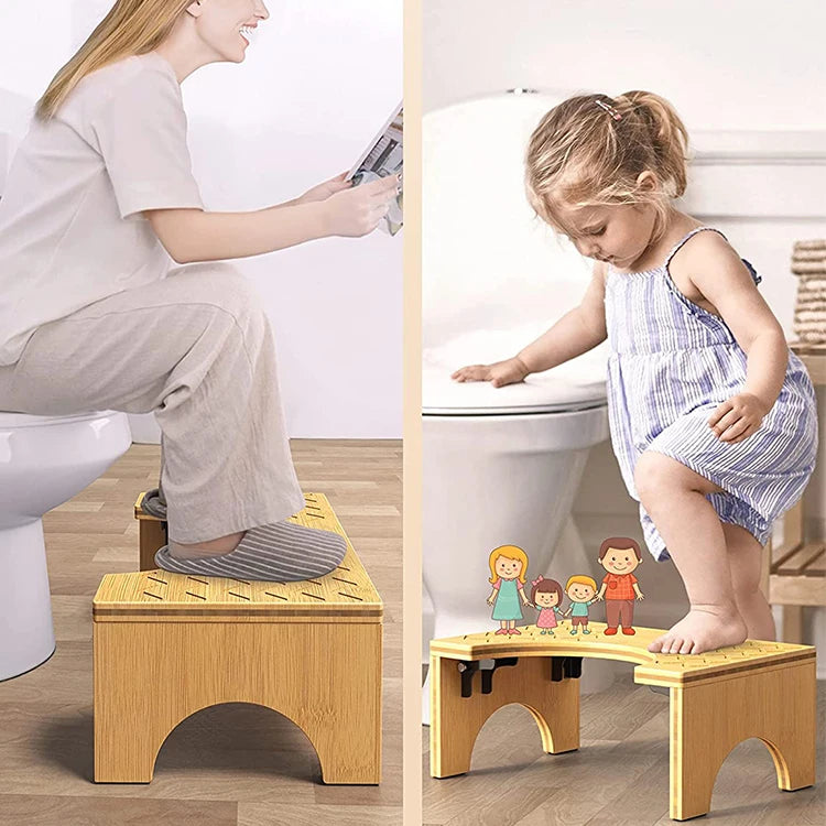 High Quality Household Anti-slip Bathroom Bamboo Foldable Toilet Squatting Foot Stool