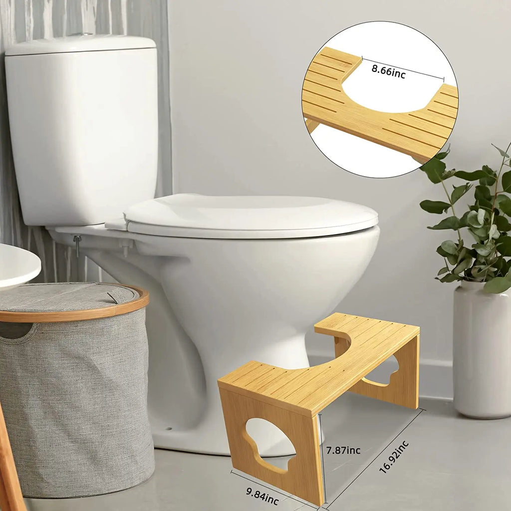 Bamboo Squatting Toilet Stool Foldable Potty Step Stools for Adult. Poop Stool Adult for Bathroom with Non-Slip