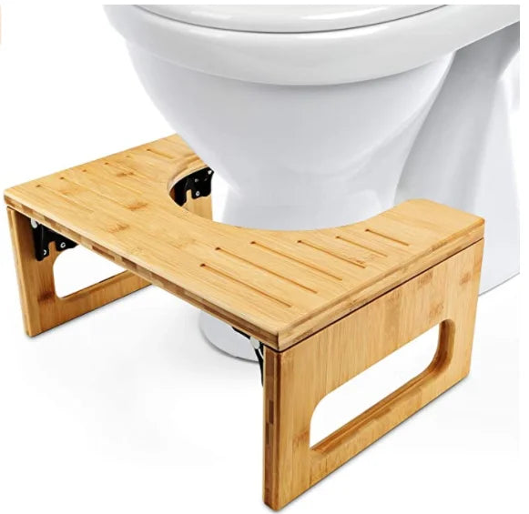 Bamboo Squatting Toilet Stool Collapsible Toilet Potty Stool for Bathroom