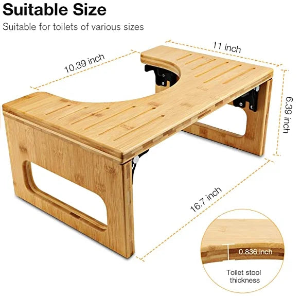 Bamboo Squatting Toilet Stool Collapsible Toilet Potty Stool for Bathroom