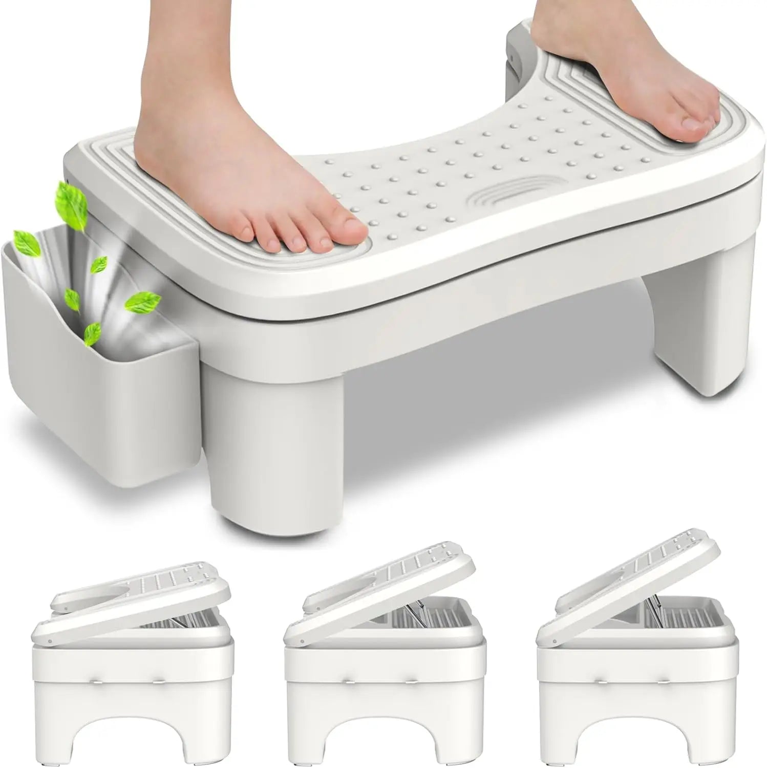 Toilet Stool Squat Adult Height Adjustable Poop Stool Bathroom with Storage Box Portable Non-Slip Potty Step Stool for Adults
