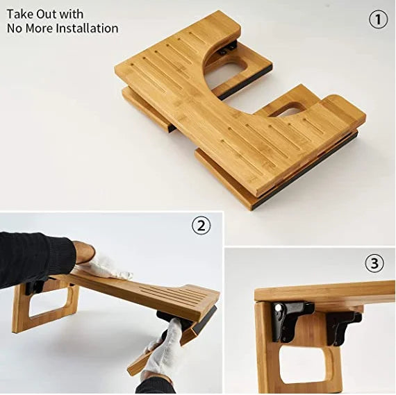 Bamboo Squatting Toilet Stool Collapsible Toilet Potty Stool for Bathroom