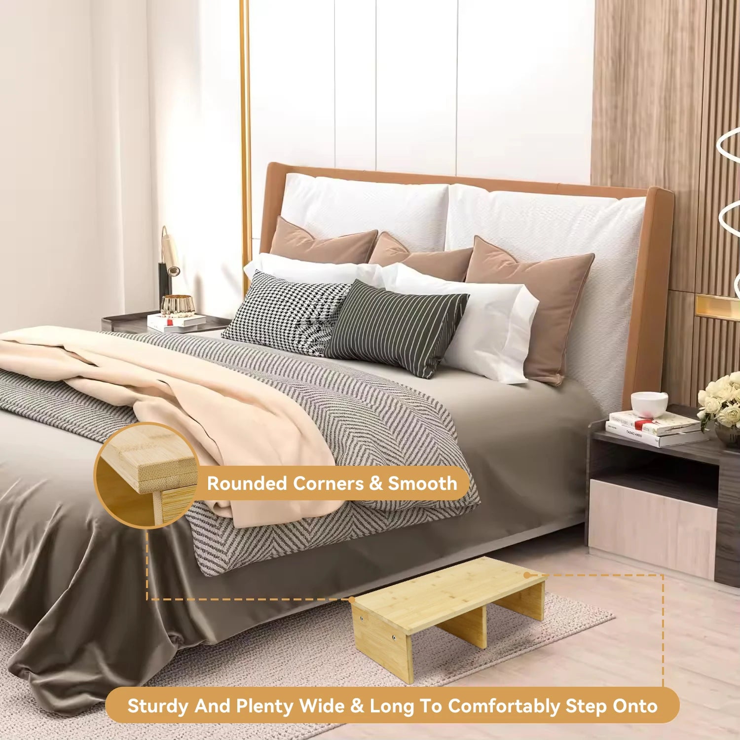 GL Bathroom Bedroom Bamboo Adjustable Squatting Urinal Toilet Stool Set