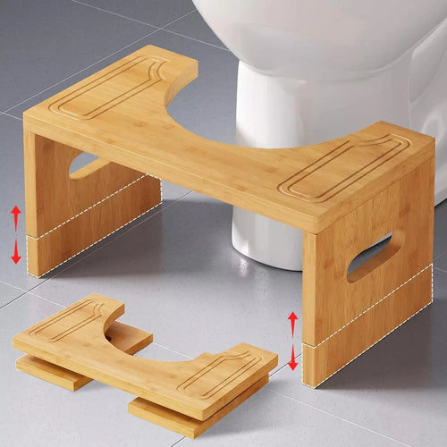9-Inch Bamboo Adult Squat Toilet Bowl Foldable Portable Toilet Stool Squat Adult for Bathroom Sets