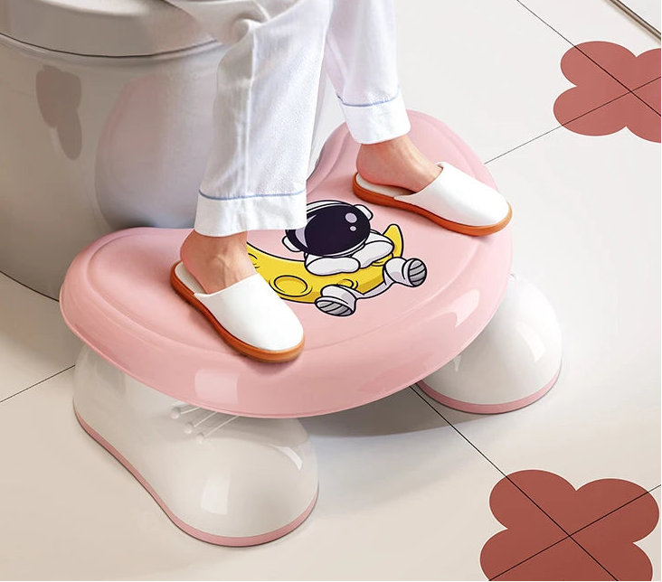 Durable Household Plastic Toilet Stool Thickened Bathroom Footstool Strong Load-Bearing Astronaut Plastic Toilet Stool