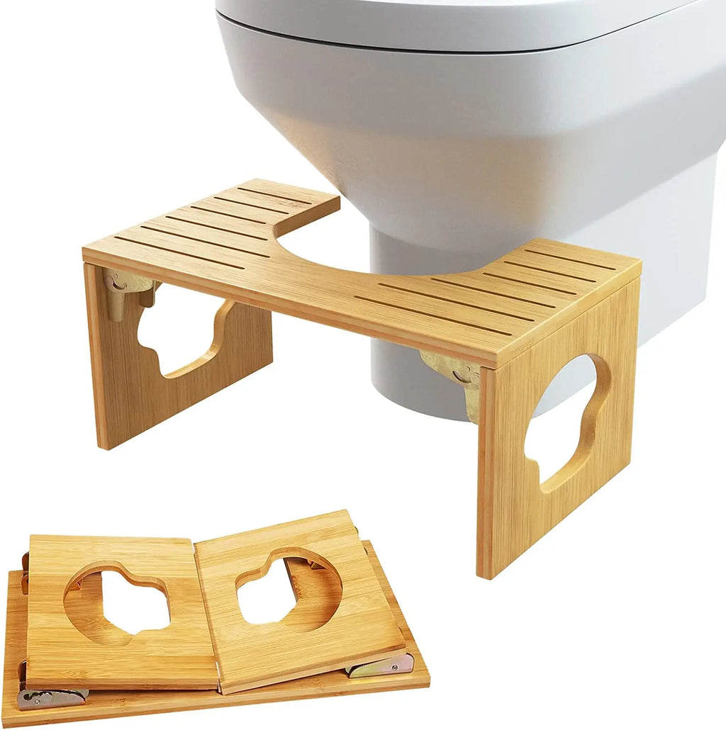 Bamboo Squatting Toilet Stool Foldable Potty Step Stools for Adult. Poop Stool Adult for Bathroom with Non-Slip