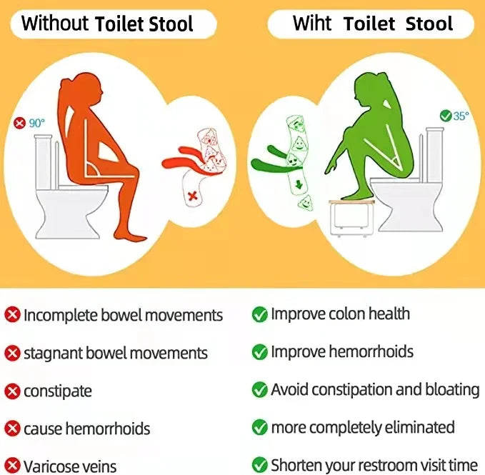 Creative Stool for Bathroom Bathroom Poop Stool for Adults Bamboo Squatty Potty Bamboo Toilet Stool with Metal Legs