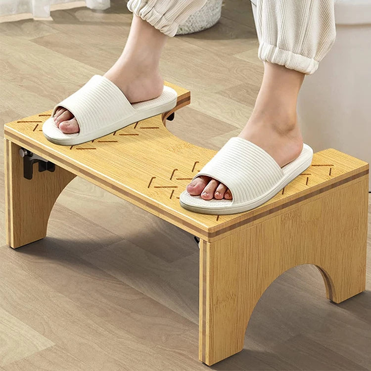 High Quality Household Anti-slip Bathroom Bamboo Foldable Toilet Squatting Foot Stool