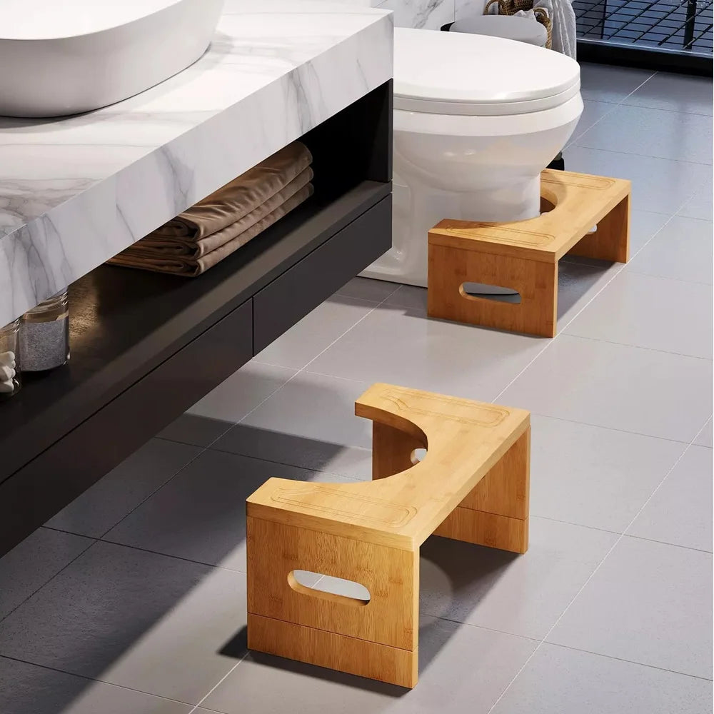 9-Inch Bamboo Adult Squat Toilet Bowl Foldable Portable Toilet Stool Squat Adult for Bathroom Sets